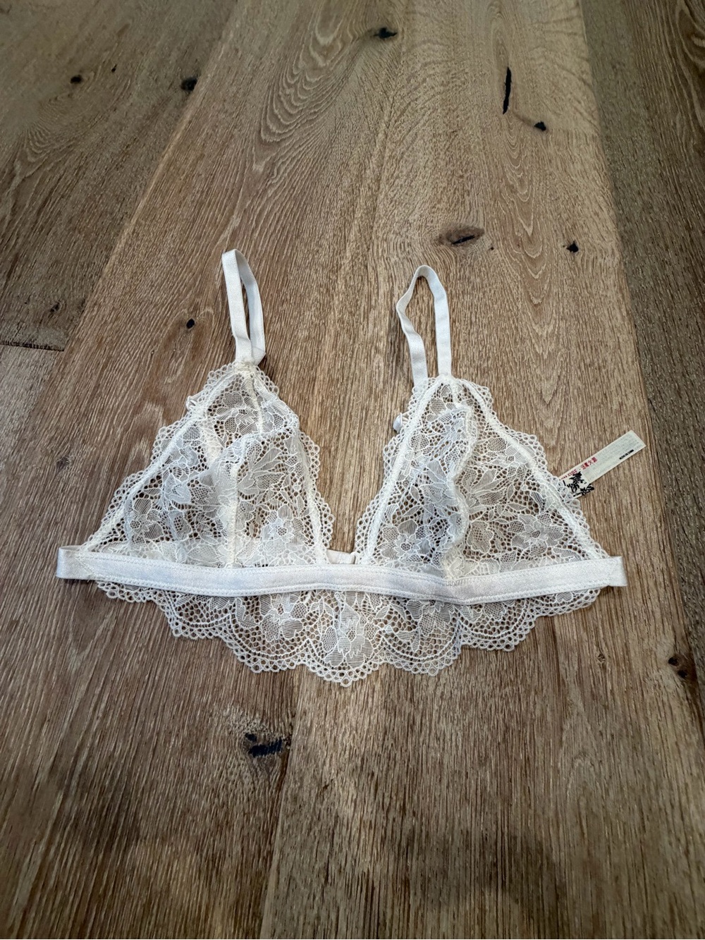 Free People Sheer Floral Lace Bralette in Ivory